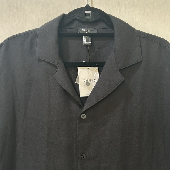 FOREVER 21 WOVEN TOP SHIRT BLACK OVERSIZED MENS SZ SMALL NEW - Picture 4 of 11
